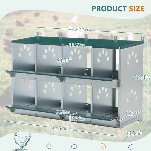 8 Compartment Chicken Nesting Boxes,For Laying Eggs, Metal Poultry Nest Box Wall Mount For Chickens, Hens, Large Vented Holes Chicken Coop Box - Image 2