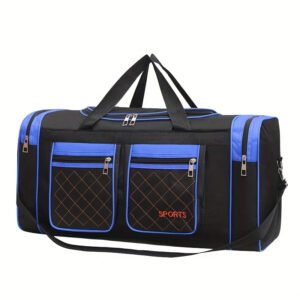 [Durable Nylon Duffel Bag] Large Capacity Heavy-Duty Nylon Duffel Bag for Men & Women - & Checkered Sporty Travel Tote with Adjustable Shoulder Strap, Multiple Compartments & Zipper Closure, Spacious Gym, Weekend, Business, S