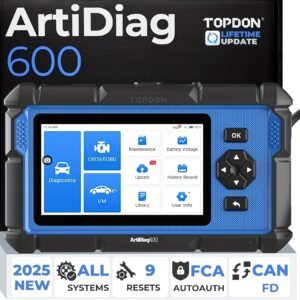 TOPDON AD600 OBD2 Code Reader And Diagnostic for ABS, SRS, AT, And Engine, Featuring 9 Reset Services Including Oil, Brake, BMS, SAS, DPF, TPMS, ETS Reset, ABS Bleeding, And Injector Coding, with Free Lifetime Updates