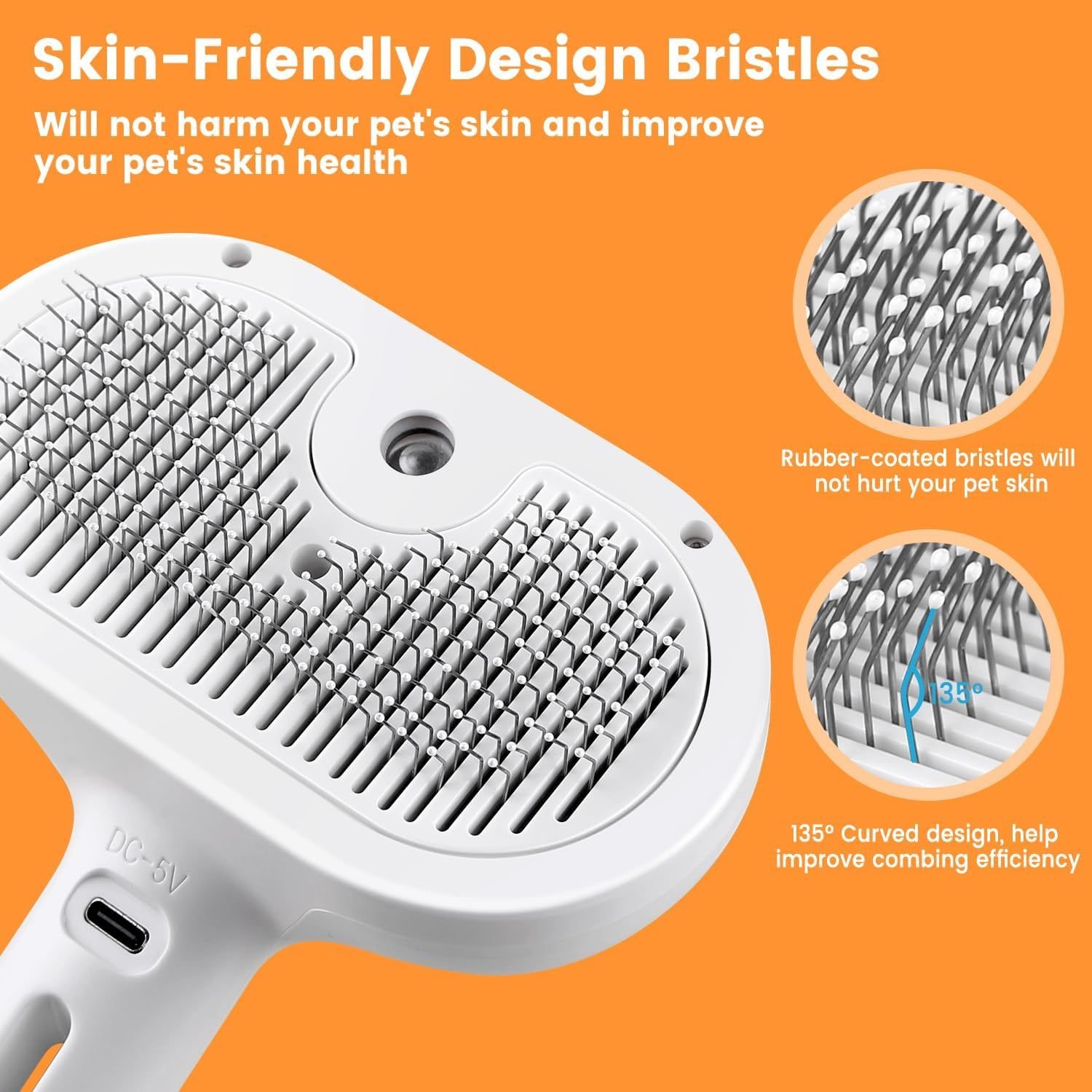 3 In 1 Cat Steam Brush, Pet Steam Brush For Cat Dog Long Short Haired, Pet Spray Hair Removal Comb For Small Animals Shedding & Grooming, Water Mist Spray Brushes With Release Button - Image 4