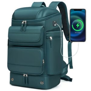 Large And Functional Travel Backpack, Sturdy Carry-On Backpack That Converts to a Duffle Bag with an Integrated USB Charging Port, Multi-Purpose Laptop Daypack for Both Men And Women, Heavy-Duty And, Dark Green Color