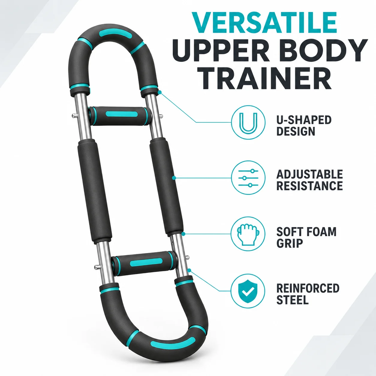 Adjustable U-Shape Forearm Strength Trainer 60-100 Lbs Spring Resistance Chest & Tricep Exercise Equipment with Non-Slip Grips Portable Upper Body Fitness Gear for Men And Women - Image 10