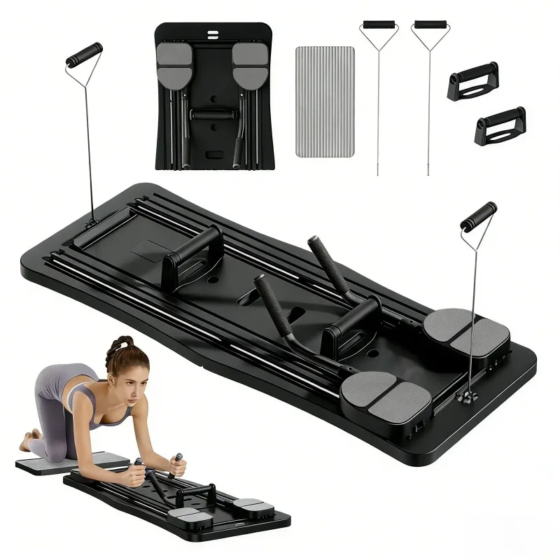 Pilates Sliding Board Foldable Fitness Reformer Platform Home Workout Equipment with Resistance Bands Abdominal Leg Training Machine Multifunctional Yoga Exercise Board Portable Full Body Workout Pilates Board - Image 8