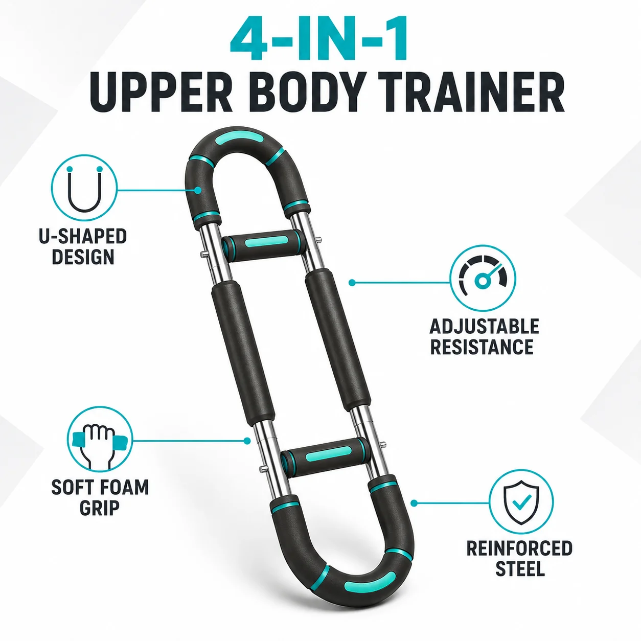 Adjustable U-Shape Forearm Strength Trainer 60-100 Lbs Spring Resistance Chest & Tricep Exercise Equipment with Non-Slip Grips Portable Upper Body Fitness Gear for Men And Women - Image 2