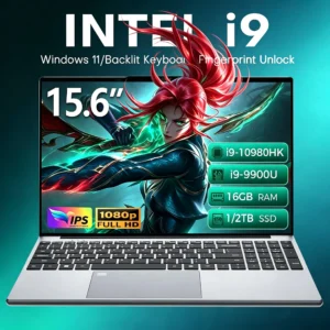 15.6" Gaming Laptop PC Intel Core i910980HK/9900 Windows 11 Notebook 16GB RAM 1TB/2TB SSD Fingerprint UnIock Office Gamer Laptop