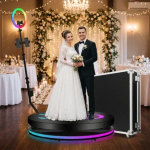 Fast Shipping 360 Photo Booth Machine With Ring Light, Portable Spinning 360 Video Booth for Party Event Rental, USA in Stock