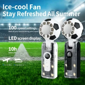 New Handheld Fan Football High-Speed Handheld Fan LED Display Screen Built-In Battery Fan Wholesale