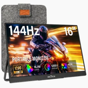 16 Inch Portable Gaming Monitor 144Hz 1200P FHD IPS Display FreeSync External Second Screen for Switch PC PS5 Thin Case