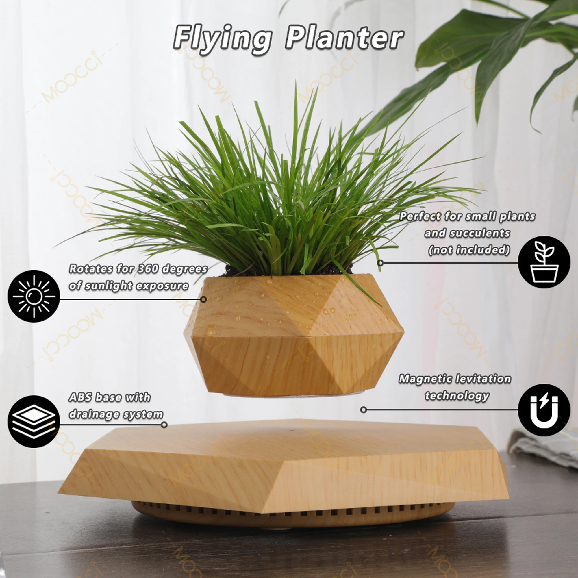 Modern Indoor Decor Rotation Magnetic Levitation Floating Flower Pot Best Gift Lovers Wedding Anniversary Smart Planters - Image 6
