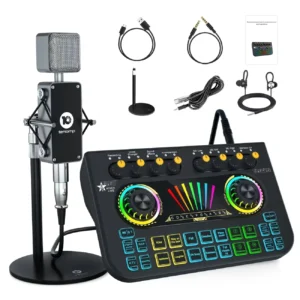 Tenlamp  X3-B333 Mic Mixer Set Podcast Influencer KOL Singing Gaming DJ Mixing Station Controller Equipment Studio Recording Electronic Music Mixer Power Karaoke Machine Available Dynamic Condenser Wireless Microphone Microfono Mini Disco Player