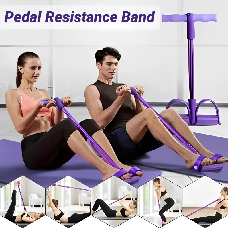 Four-Tube Pedal Tensioner Multi-Functional Household Fitness Equipment Yoga Abdominal Strengthening Elastic Band Tension Rope - Image 6