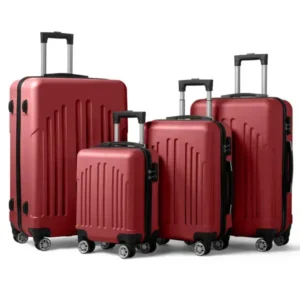 4 in 1 Retro Red Curved Vertical Stripe Travel Trolley Case Versatile Backpack