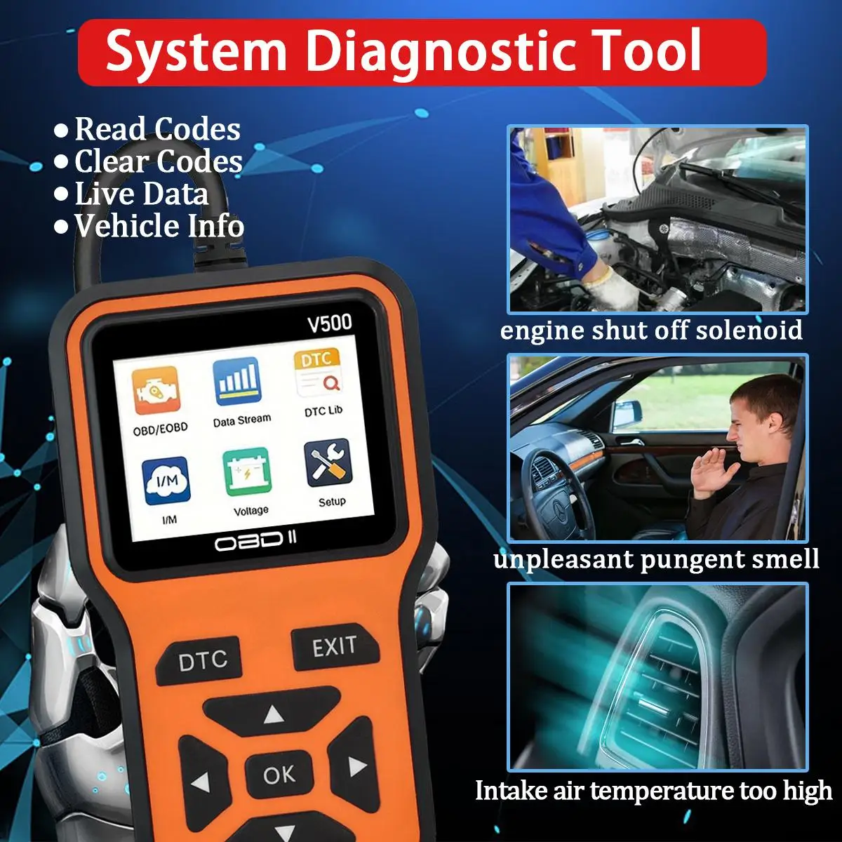 Car OBD2 Scanner Diagnostic Tool Code Reader, Car Voltage Tester Engine Fault Code Scanner, Charging Tester Diagnostic Tool V500 - Image 10