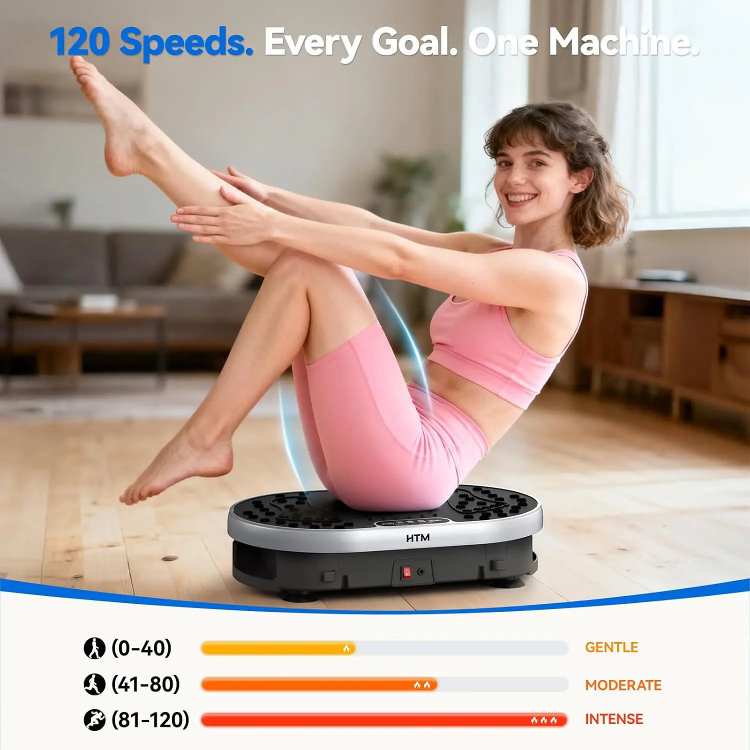 Vibration Plate Exercise Machine 120 Speed Levels 9 Preset Programs Home Fitness Equipment Weight Loss Fat Burning Muscle Toning - Image 3