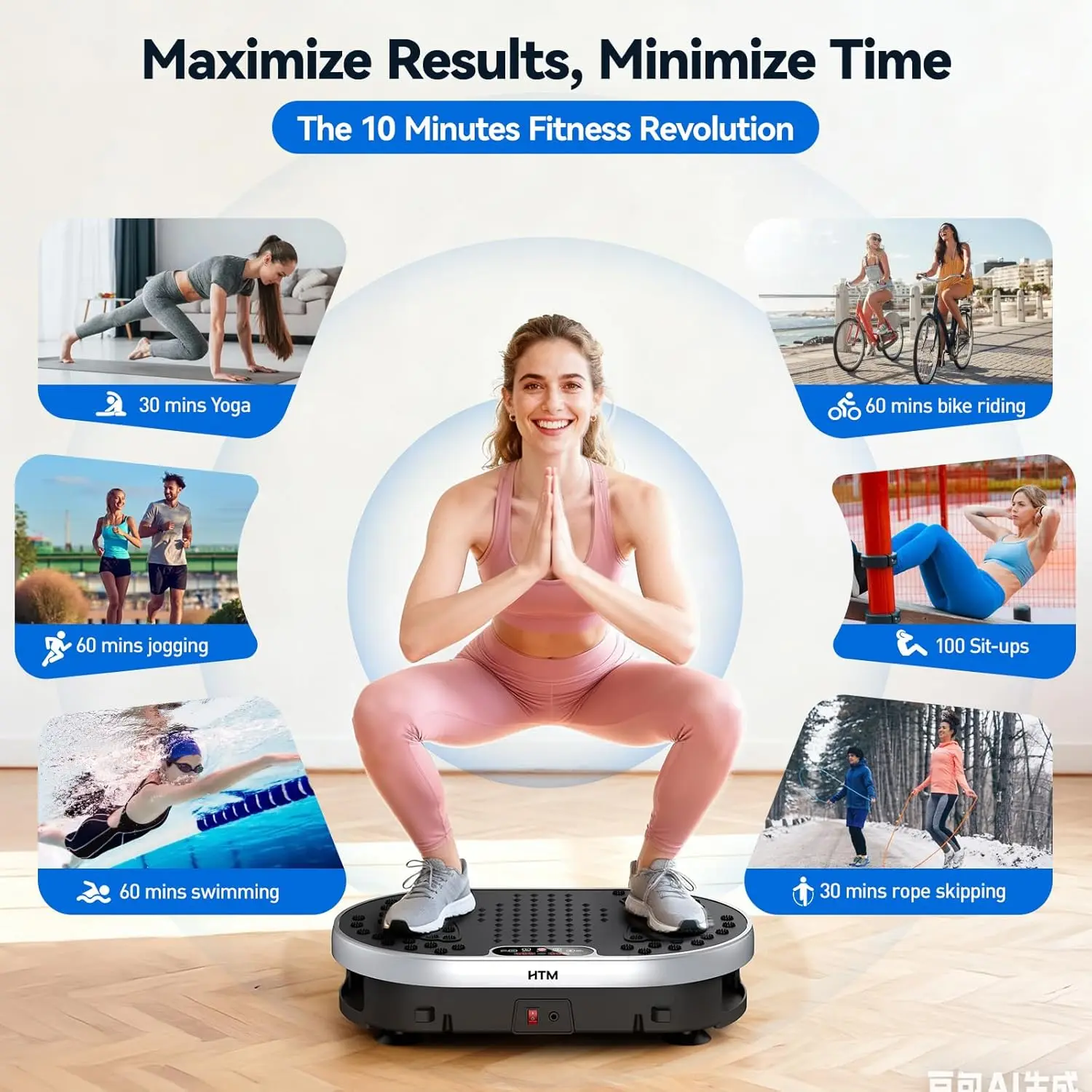 Vibration Plate Exercise Machine 120 Speed Levels 9 Preset Programs Home Fitness Equipment Weight Loss Fat Burning Muscle Toning - Image 2