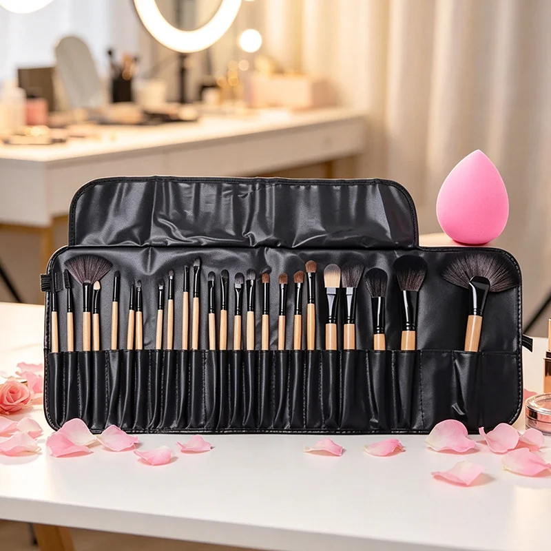 Gift Bag and Sponge for 24 pcs Makeup Brush Sets Cosmetics - Image 15