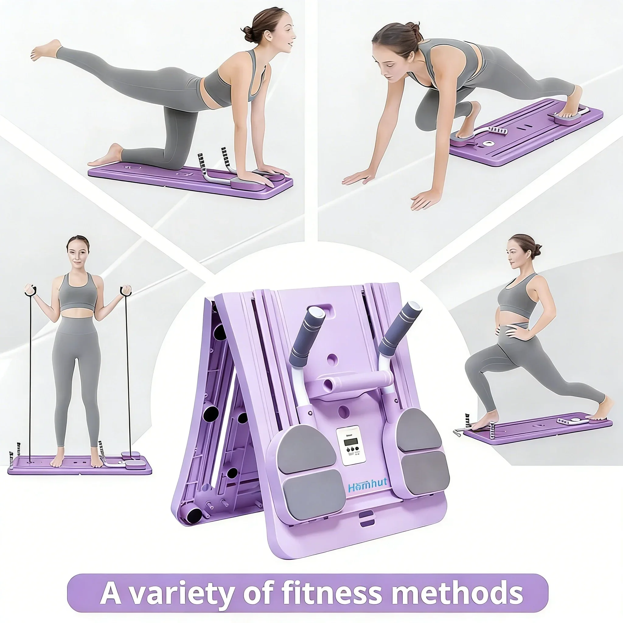 Pilates Sliding Board Foldable Fitness Reformer Platform Home Workout Equipment with Resistance Bands Abdominal Leg Training Machine Multifunctional Yoga Exercise Board Portable Full Body Workout Pilates Board - Image 11