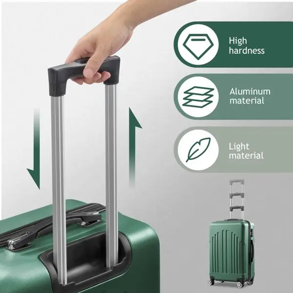 Retro Green Curved Vertical Stripe 4 in 1 Trolley Suitcase Durable and Stylish Travel Case Model D0100HAY357 - Image 6