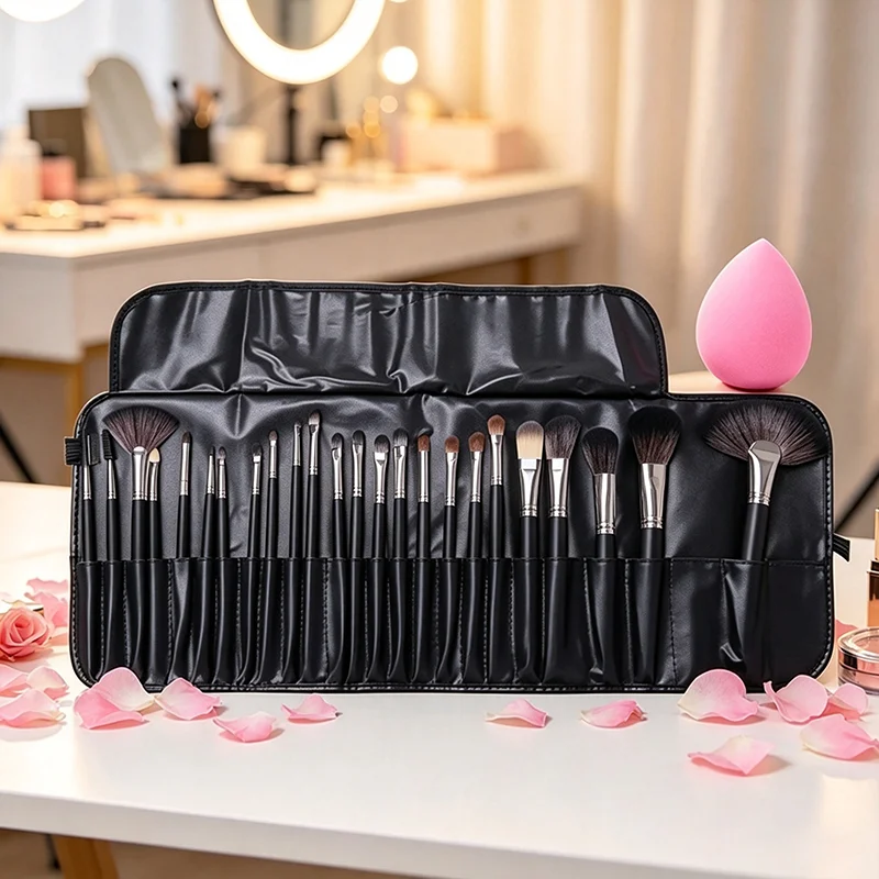 Gift Bag and Sponge for 24 pcs Makeup Brush Sets Cosmetics - Image 4