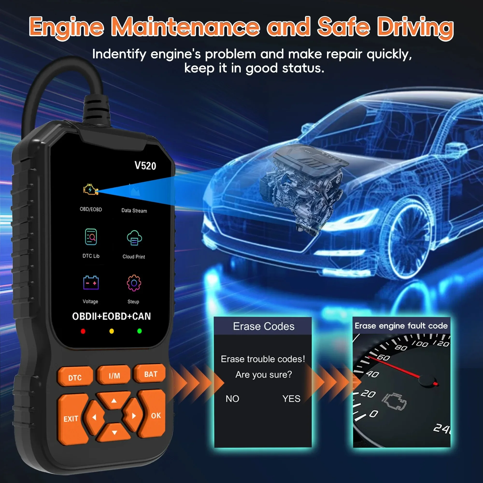 OBD2 Car Scanner Diagnostic Scanning Tool, Professional Mechanical - Image 5