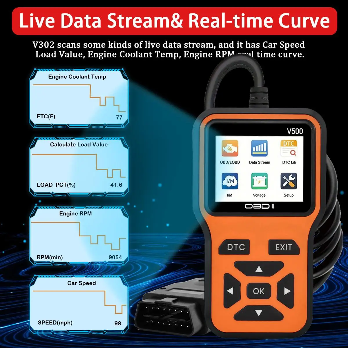 Car OBD2 Scanner Diagnostic Tool Code Reader, Car Voltage Tester Engine Fault Code Scanner, Charging Tester Diagnostic Tool V500 - Image 5