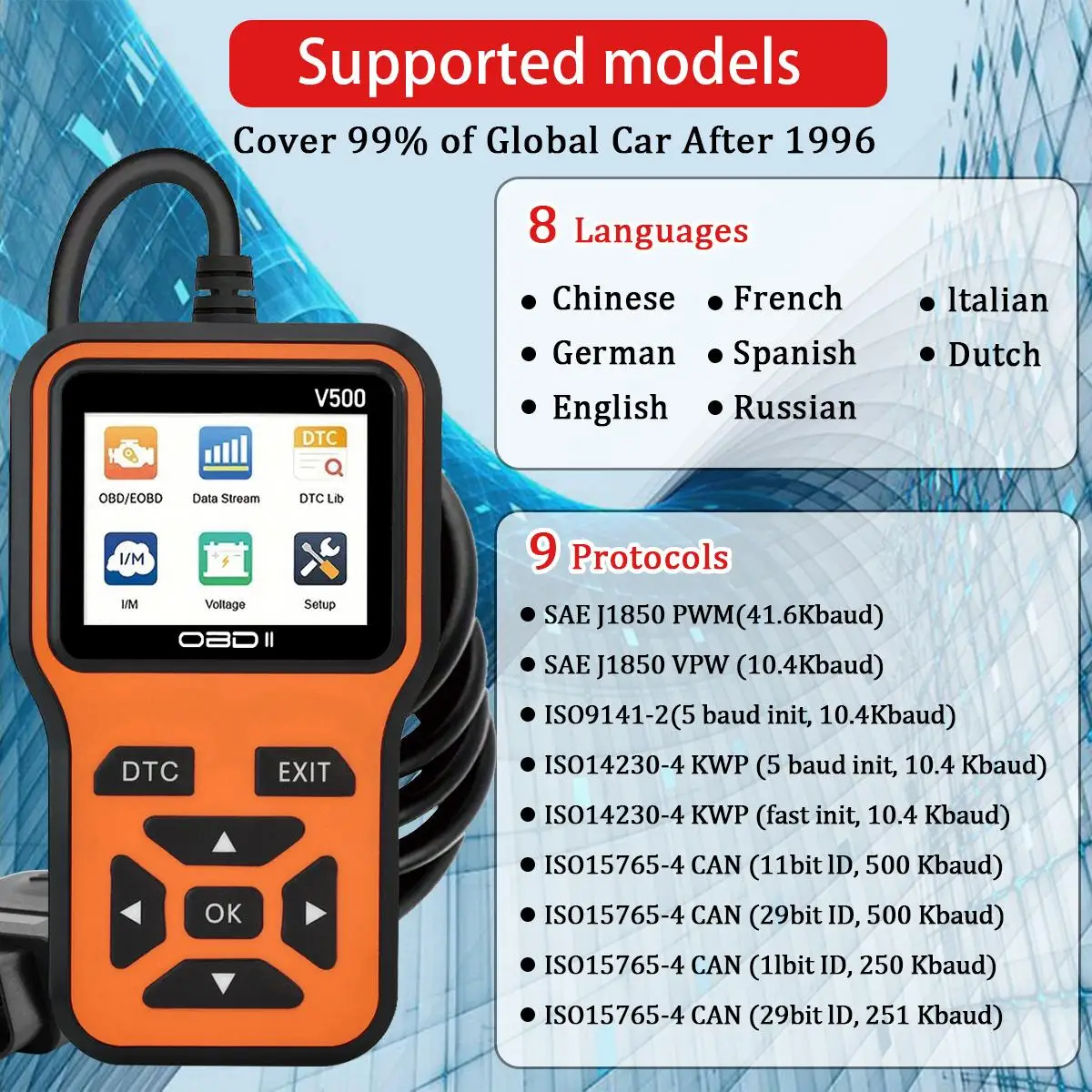 Car OBD2 Scanner Diagnostic Tool Code Reader, Car Voltage Tester Engine Fault Code Scanner, Charging Tester Diagnostic Tool V500 - Image 4