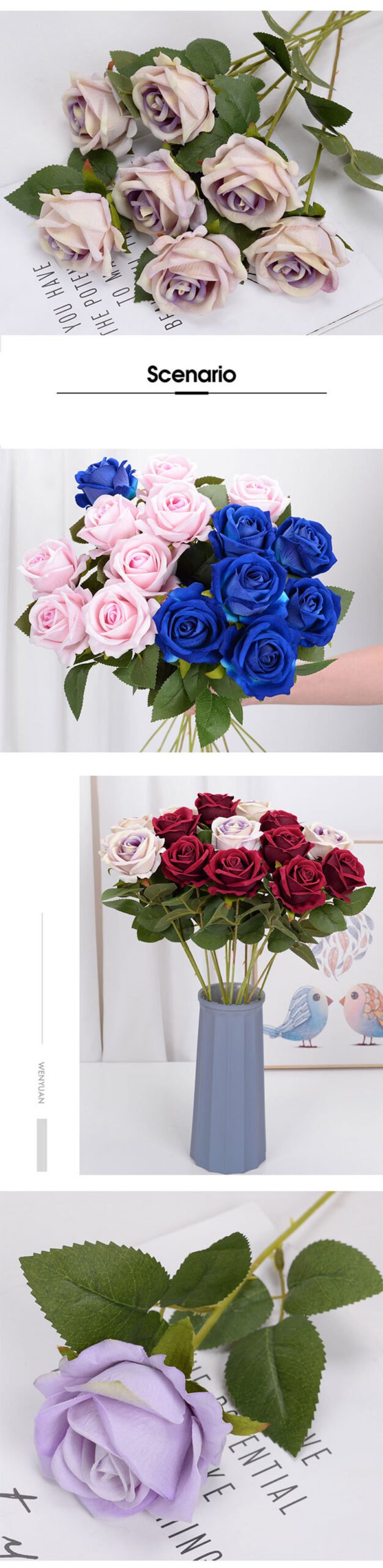 3/5/10/20pcs Roses Artificial Flowers Rose Flower Branch Artificial Red Roses Realistic Fake Rose for Wedding Home Decor - Image 25
