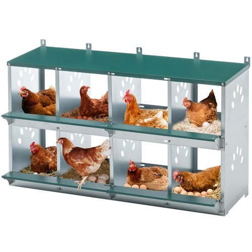 8 Compartment Chicken Nesting Boxes,For Laying Eggs, Metal Poultry Nest Box Wall Mount For Chickens, Hens, Large Vented Holes Chicken Coop Box - Image 4