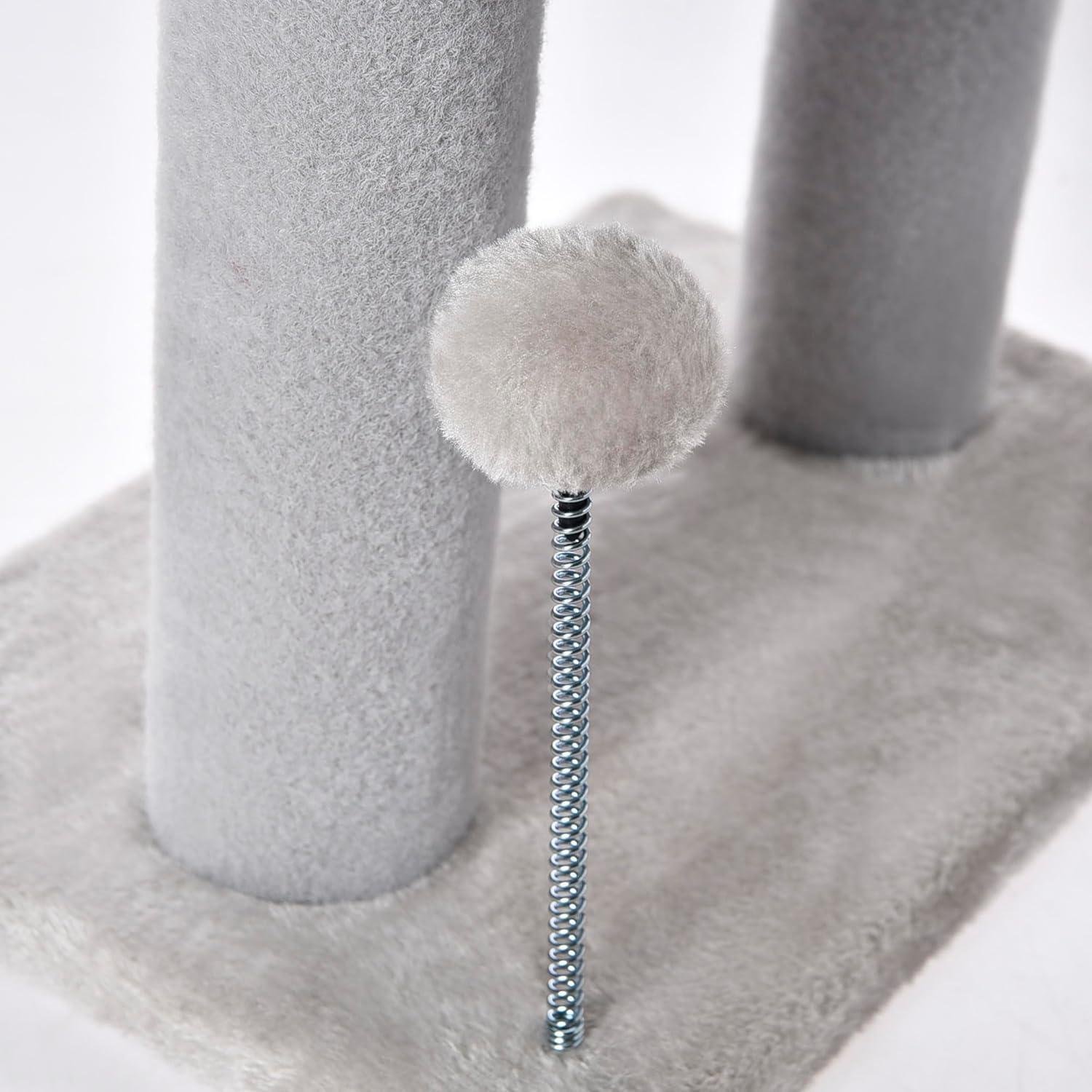 Gray Indoor Cat Tree With Hanging Ball 20.5Cat Tree With Tunnel Bed And Scratching Post Cat Tower - Image 9
