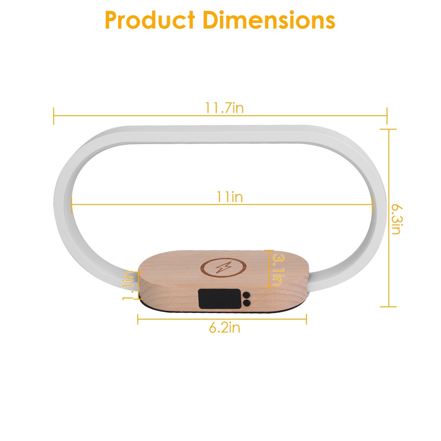 1 Set Bedside Table Lamp Touch Control Lamp With Clock Wireless Charging LED Desk Lamp Dimmable Nightstand Reading Lamp - Image 2