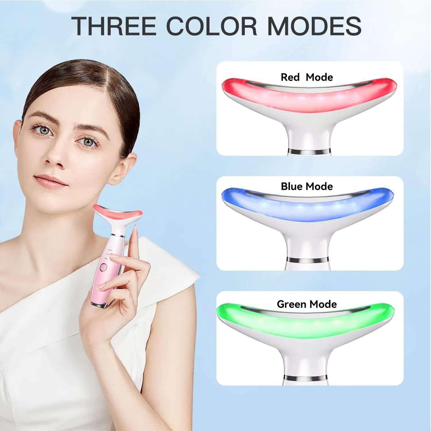 Neck Face Massager, Skin Care Face Massage Tool, 3-in-1 Facial Massager, Face Sculpting Tool With Thermals, Vibration - Image 7