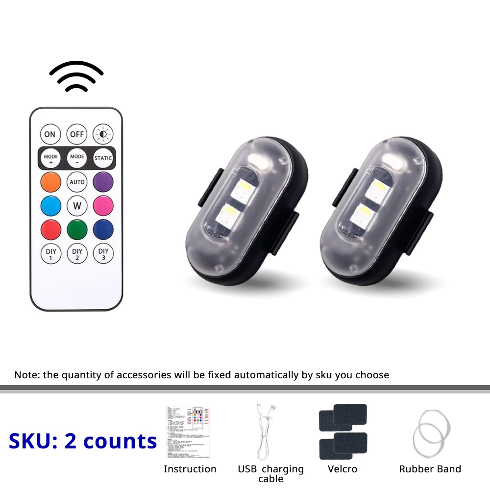 Remote Control RGB LED Strobe Light Wireless Rechargeable Footwell Lights Exterior Interior Decorative for SUV Truck Motorcycle - Image 10