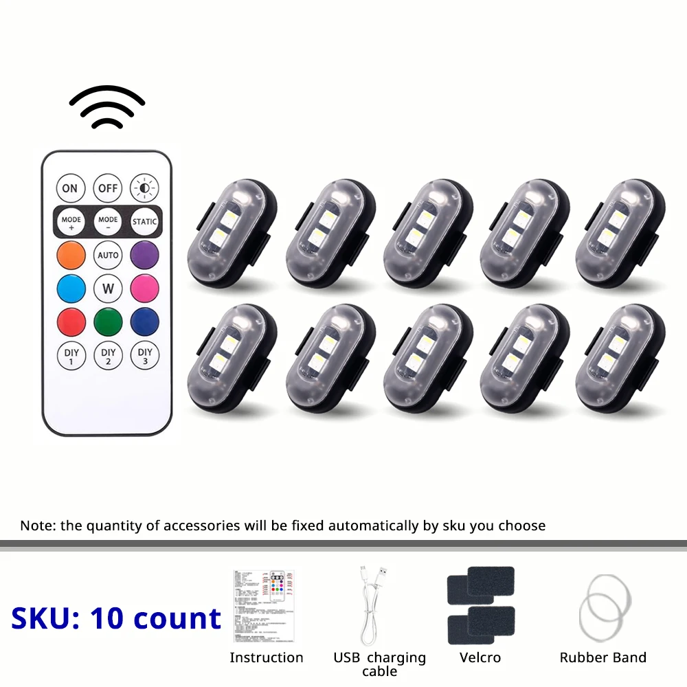 Remote Control RGB LED Strobe Light Wireless Rechargeable Footwell Lights Exterior Interior Decorative for SUV Truck Motorcycle - Image 7