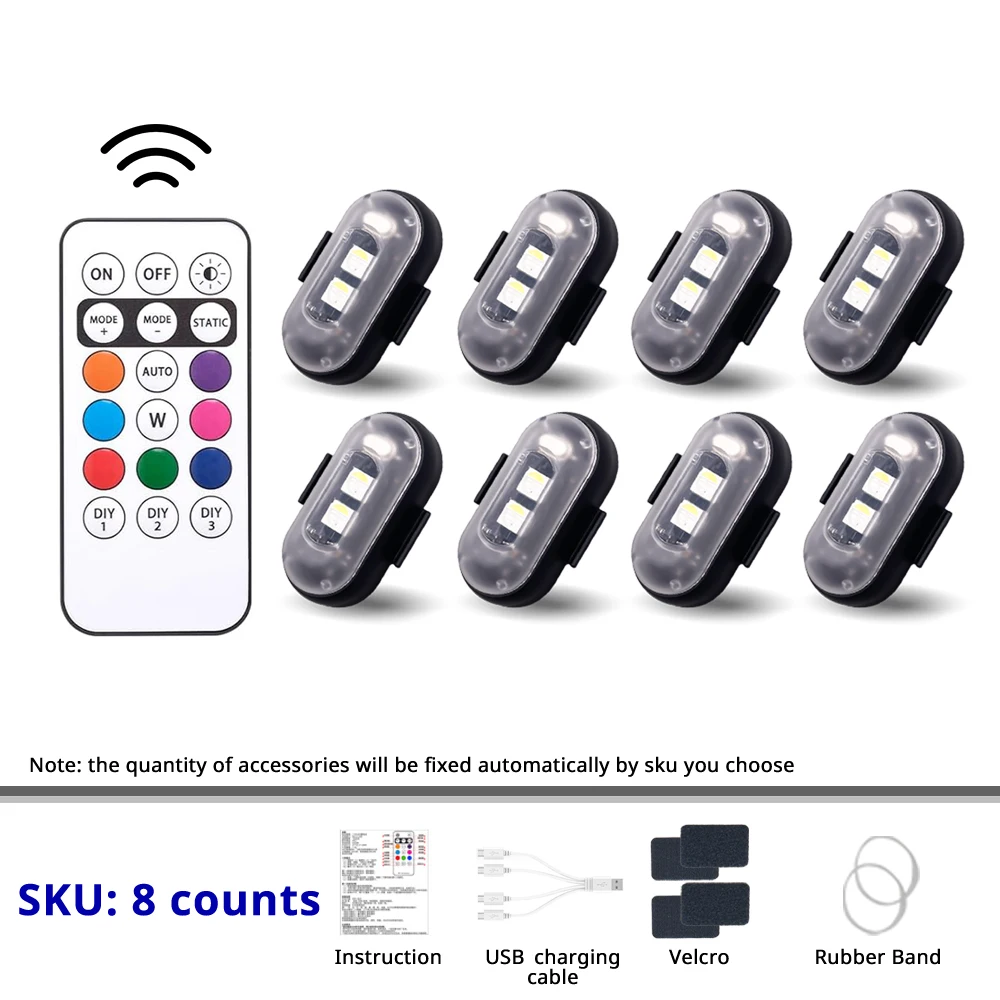 Remote Control RGB LED Strobe Light Wireless Rechargeable Footwell Lights Exterior Interior Decorative for SUV Truck Motorcycle - Image 9