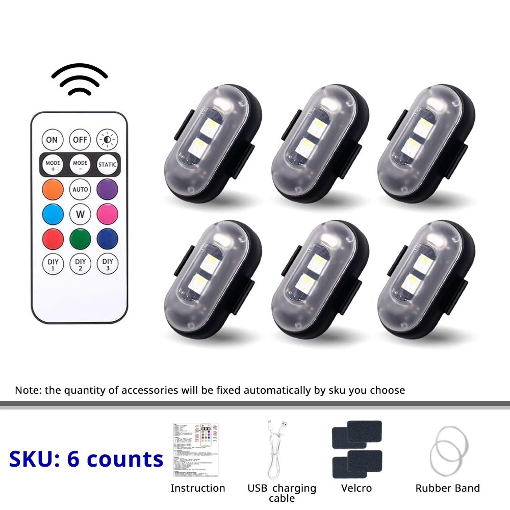 Remote Control RGB LED Strobe Light Wireless Rechargeable Footwell Lights Exterior Interior Decorative for SUV Truck Motorcycle - Image 8