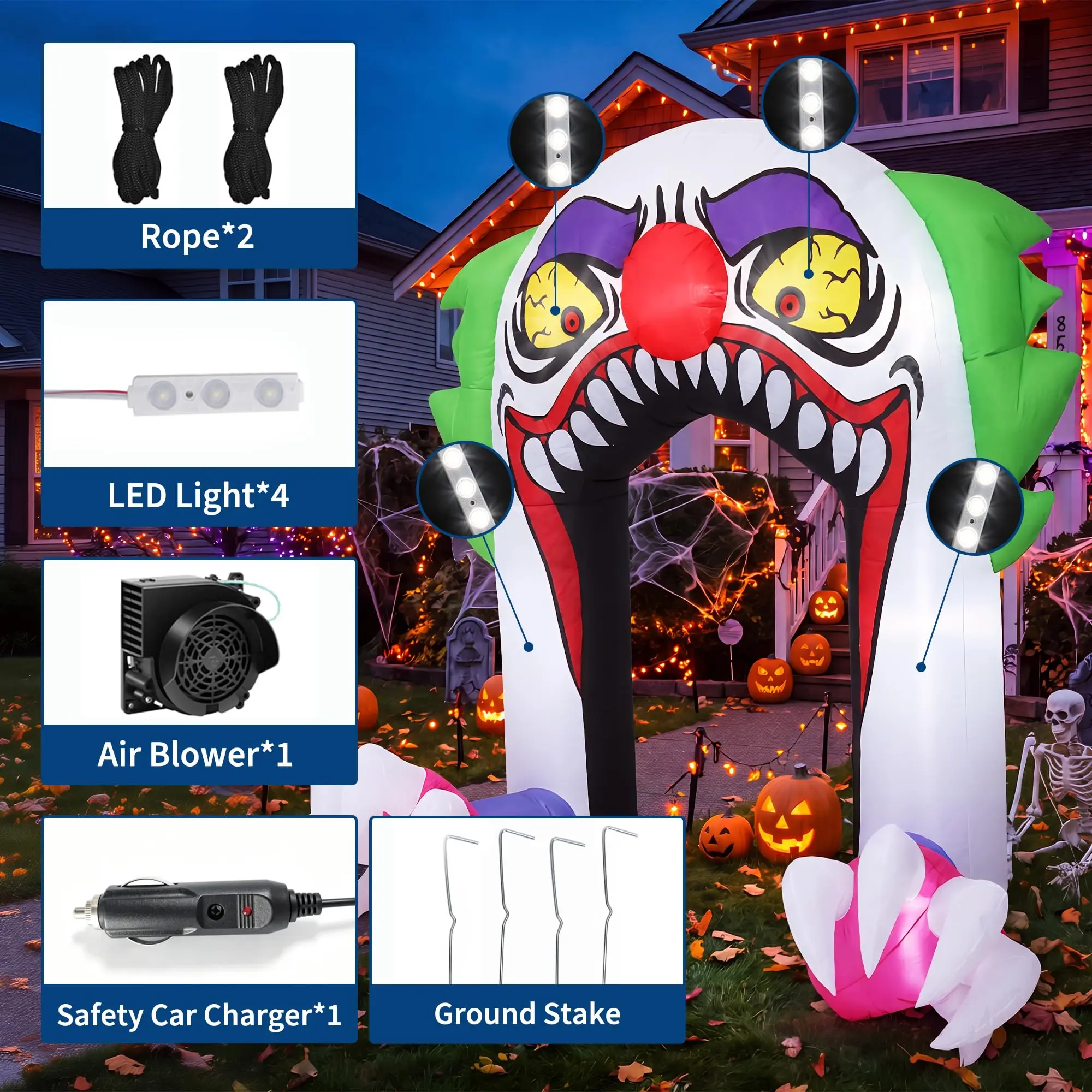 5ft Halloween Inflatable Clown Arch For Trunk Or Treat Car Decorations - Image 13