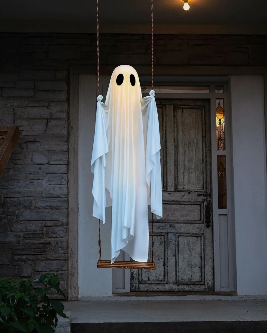 Large Outdoor Hanging Swing Ghost Halloween Decoration Light-Up Spooky Decor for Yard Party Halloween - Image 8