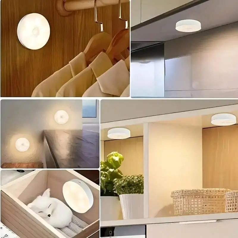 5-Piece 8-LED USB Rechargeable Motion-Sensing Night Light, Magnetic Wall Lamp, White/Warm White Light, Suitable for Staircases, Wardrobes, Bedrooms, Bedside Areas, Shoe Cabinets, for Home Use. - Image 12