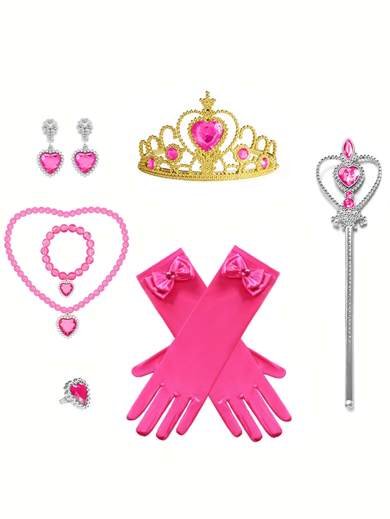 Little Girls Elegant Pink Princess Dress Up Clothes Halloween Birthday Party Costumes Kids Girls Dresses - Image 5