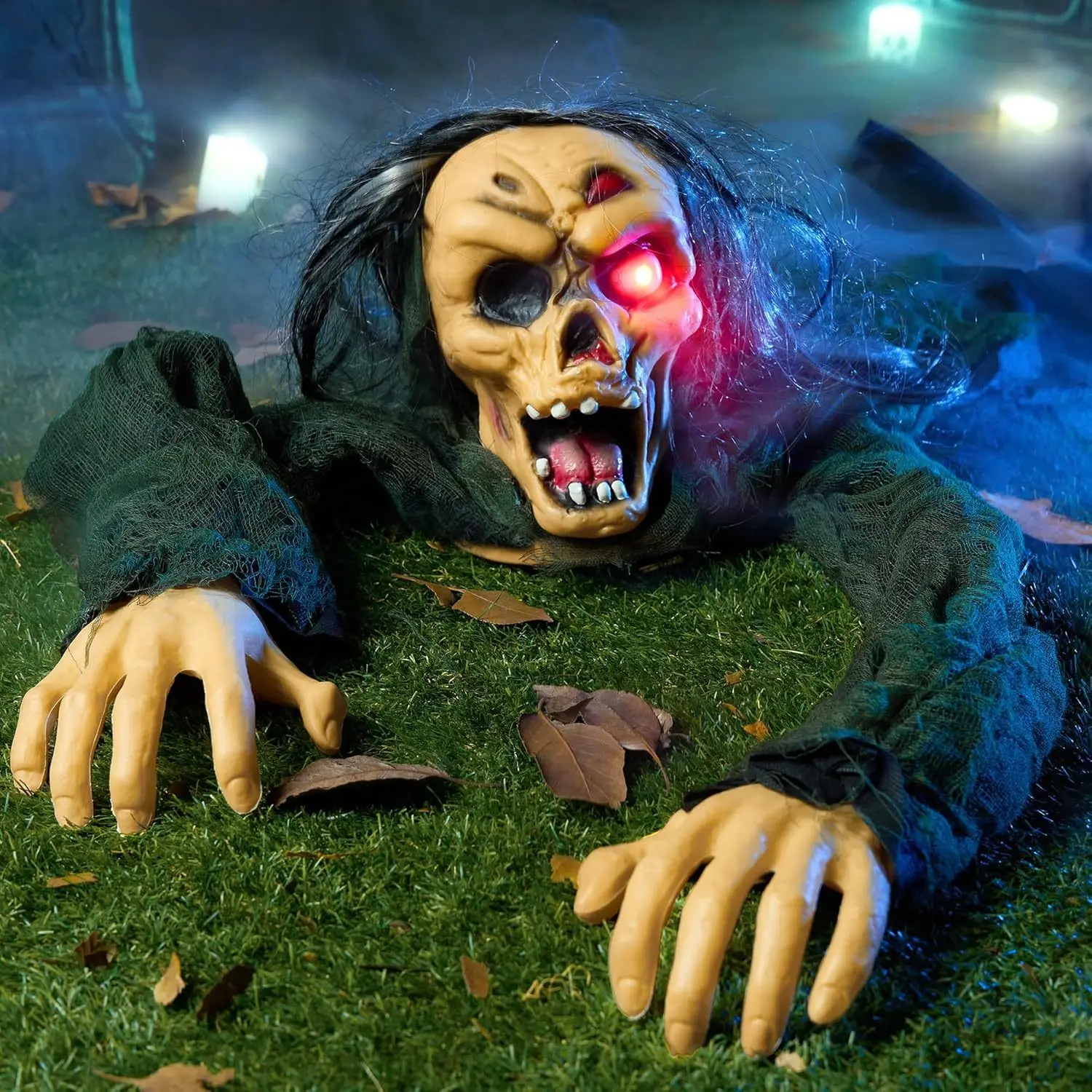 Halloween Outdoor Decoration Zombie Groundbreaker, Outside Halloween Graveyard Decor, Zombie Prop with Creepy Sound and Glowing Eyes, Scary Groundbreaker Decorations for Lawn Yard, Photobooth Props - Image 10
