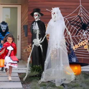 1 Pair 5.42ft Halloween Bride And Groom Skeletons