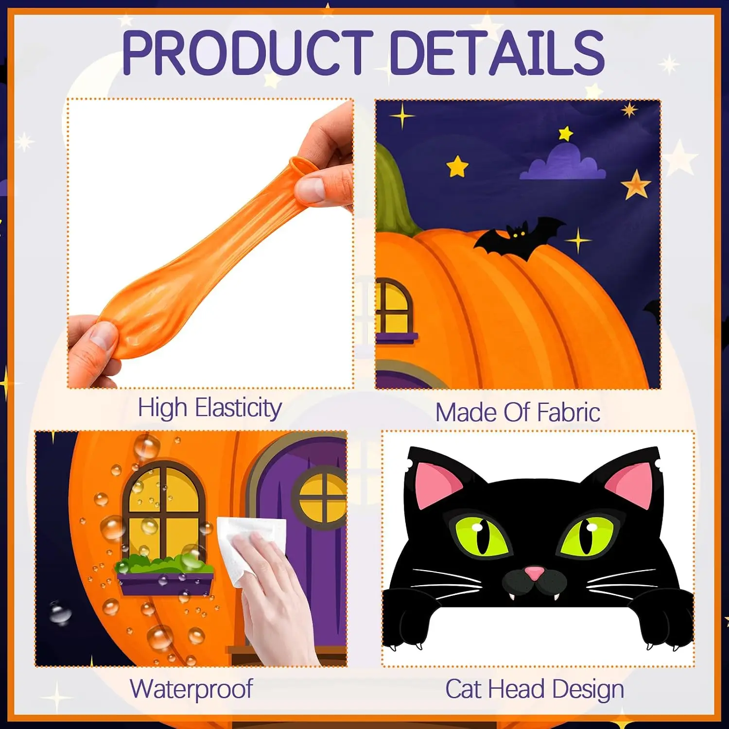 Trunk or Treat Car Decorations Kit, Halloween Cute Black Cat Decorations - Image 3