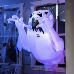 4.5 FT Halloween Inflatable Scary Flying Ghost Broke Out from Window Inflatable with Build-in LED Blow Up Ghost for Halloween Party Indoor, Outdoor, Yard, Garden, Lawn Decoration