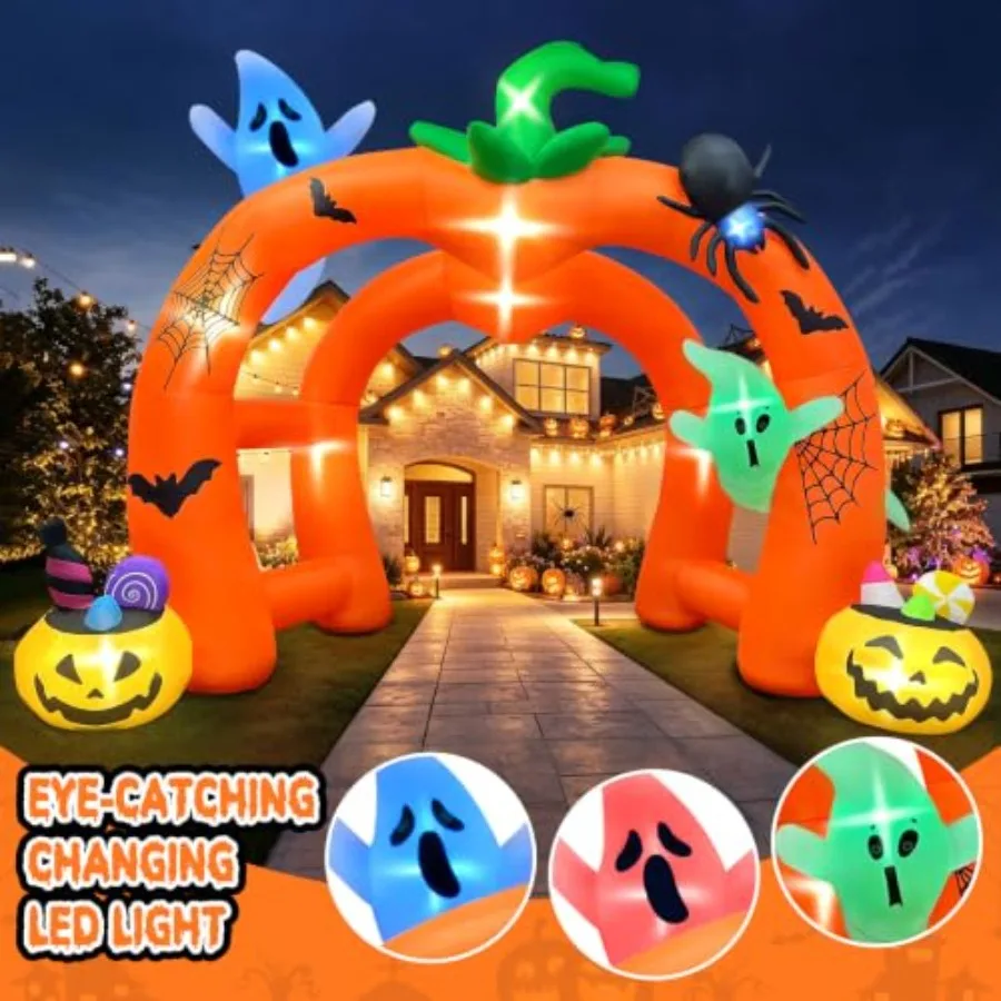 12FT Halloween Inflatable Archway, Giant Pumpkin Inflatable Tunnel Halloween Pumpkin Ghost Arch Inflatables Blow Up Ya - Image 10