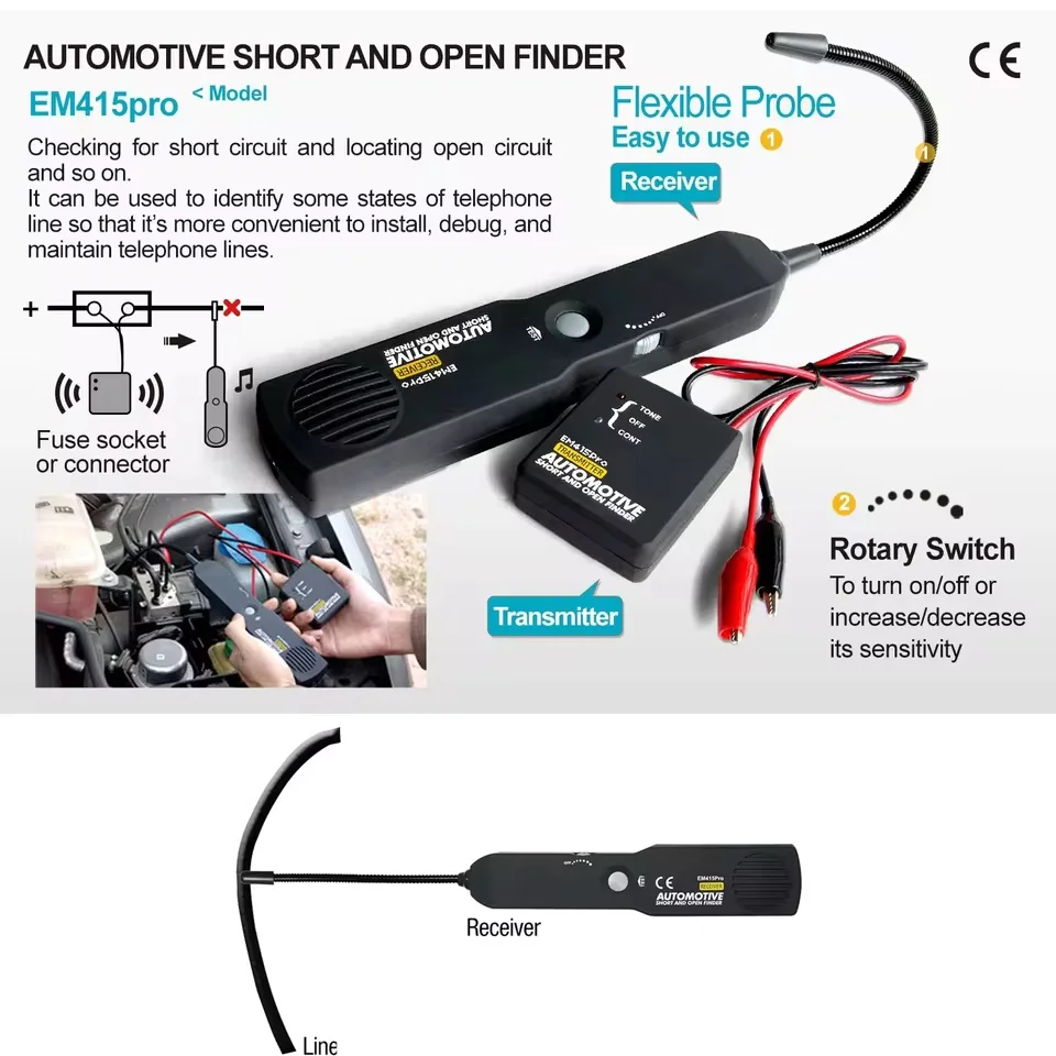 EM415PRO Automotive Circuit Tester DC 6‑42V Car Short Open Finder Wire Tracer Cable Breakpoint Detector Non‑destructive Automobile Repair Diagnostic Tool - Image 5