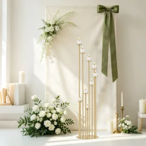8Pcs Gold Floor Candle Holder 46.3'' 9 Arm Floor Candelabra Tall Candlestick Holder for Home Birthday Wedding