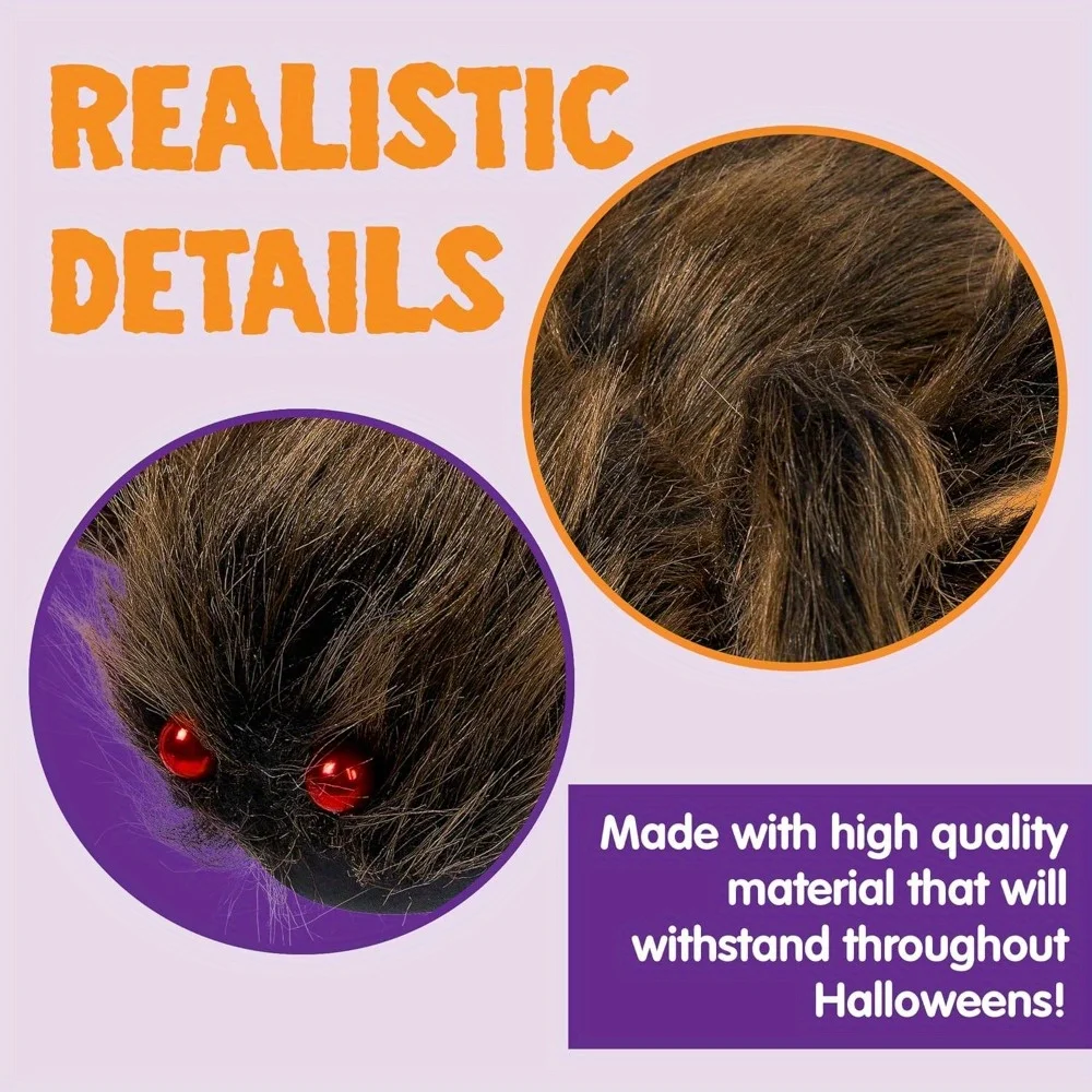 Halloween Outdoor Decorations Giant Spider, Scary Large Spider Props for Yard Lawn Halloween Outside Decor and Indoor Party Decor, Brown (Standing Height is 15 inches) - Image 9