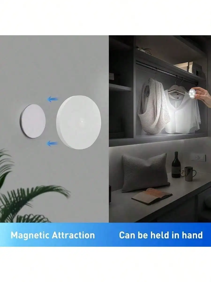 5-Piece 8-LED USB Rechargeable Motion-Sensing Night Light, Magnetic Wall Lamp, White/Warm White Light, Suitable for Staircases, Wardrobes, Bedrooms, Bedside Areas, Shoe Cabinets, for Home Use. - Image 17