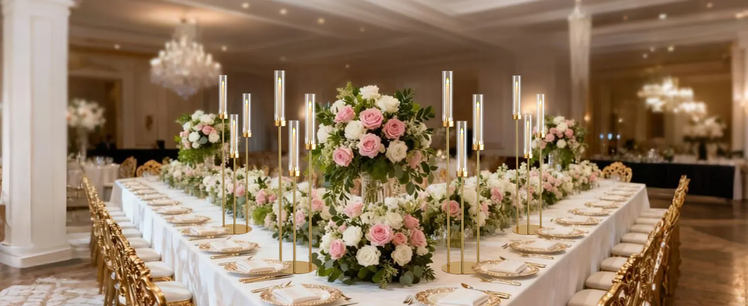 10PCS Gold 3 Arm Candelabra 34" Tall Taper Candle Holder Centerpiece for Wedding Table Dining Room Party Home Decor Metal Candlestick - Image 9