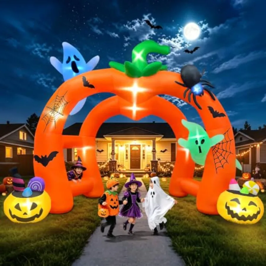 12FT Halloween Inflatable Archway, Giant Pumpkin Inflatable Tunnel Halloween Pumpkin Ghost Arch Inflatables Blow Up Ya - Image 7